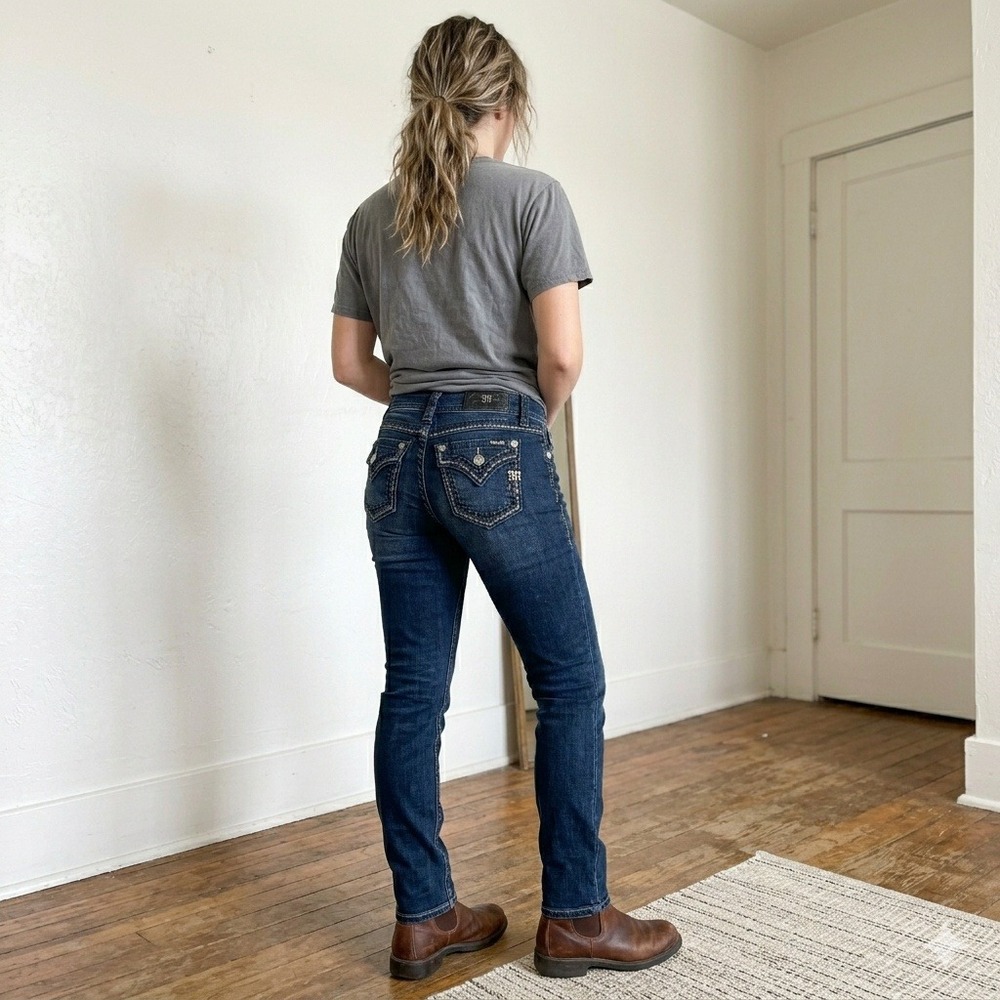 Miss Me Bootcut Jeans Womens 25 Blue Mid-Rise Embellished Y2K Western‎ Cowgirl